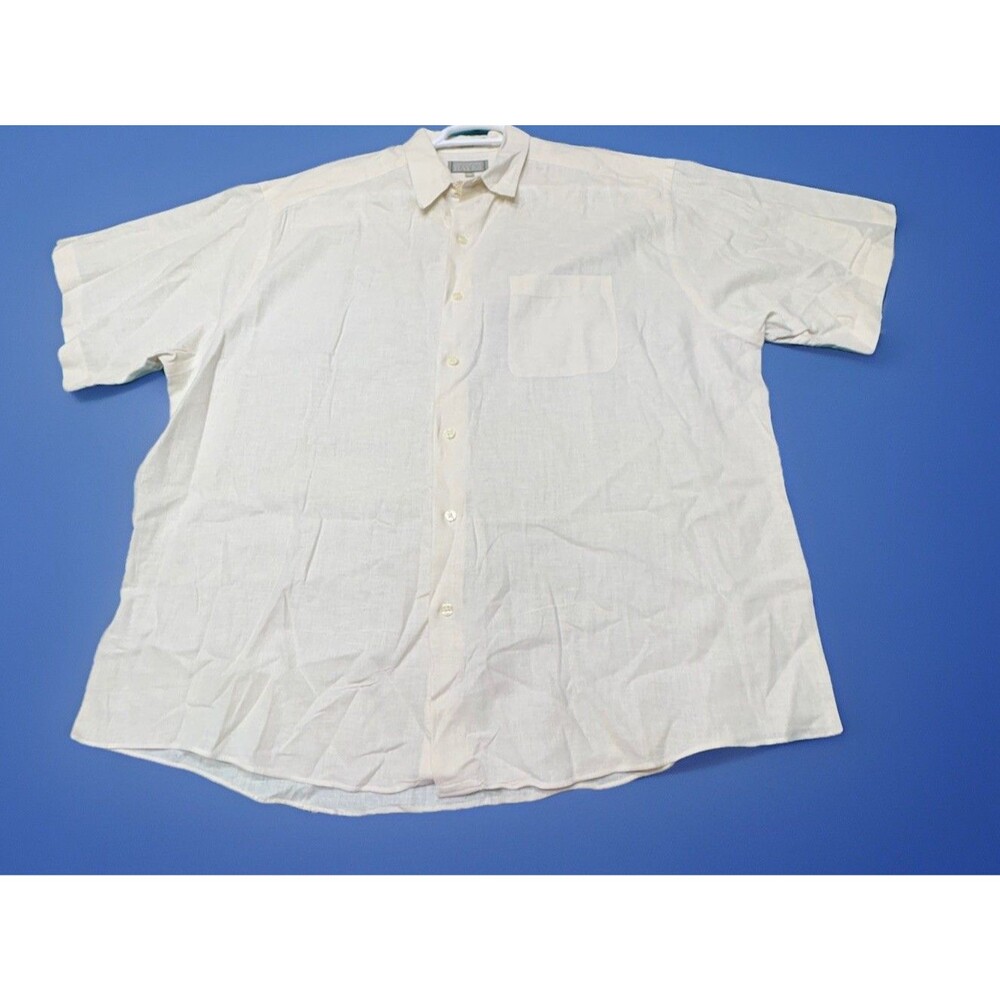 VTG Christopher Hayes Shirt Mens Linen Cotton Blend Short Sleeve Button Up Sz XL